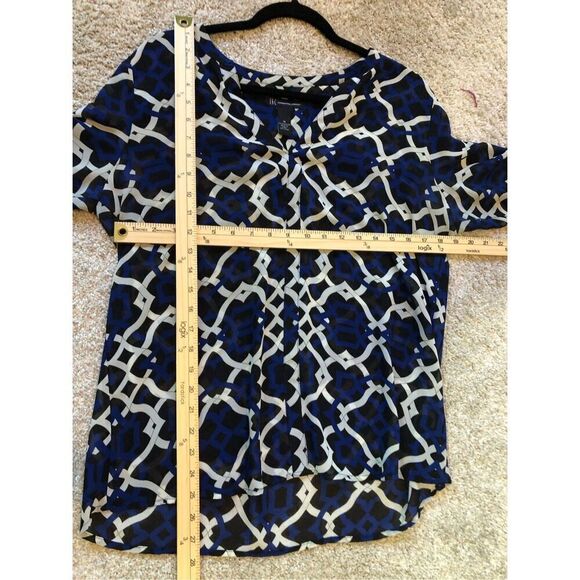 INC International Concepts Women’s Blue White and Black Design Long Sleeve Sheer - Picture 5 of 5